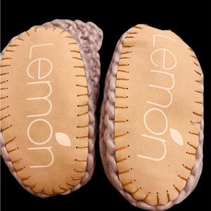 Lemon Soft Knit Slippers with Cream Soles